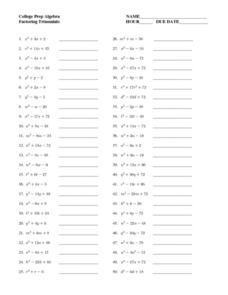 algebra factoring worksheet