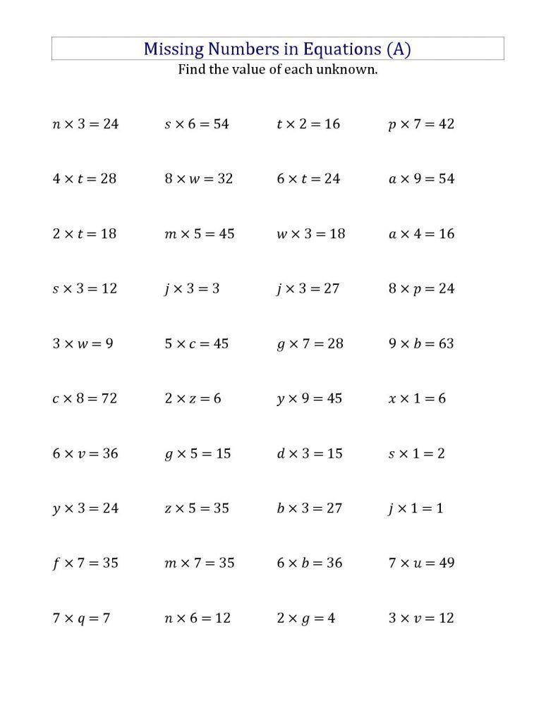 algebra for 4th graders worksheet