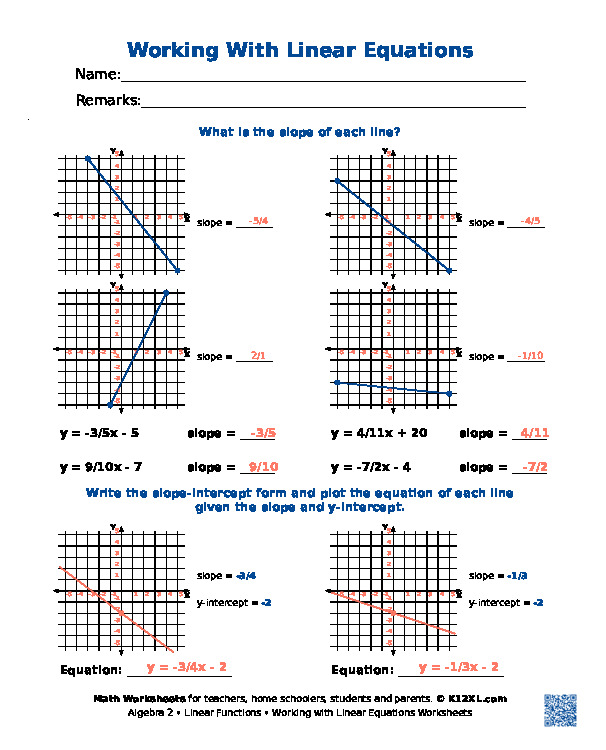 Free Linear Functions Worksheets of Algebra 2 worksheets for ...