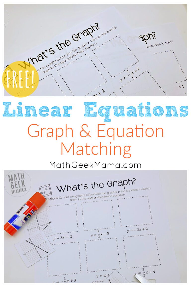 Graphing Linear Equations: Cut & Paste Worksheets {FREE} - Worksheets ...