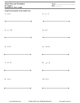 Worksheet: Inequalities - Write and Graph Inequalities | Pre ...