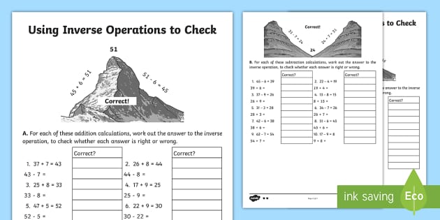 algebra inverse operations worksheet
