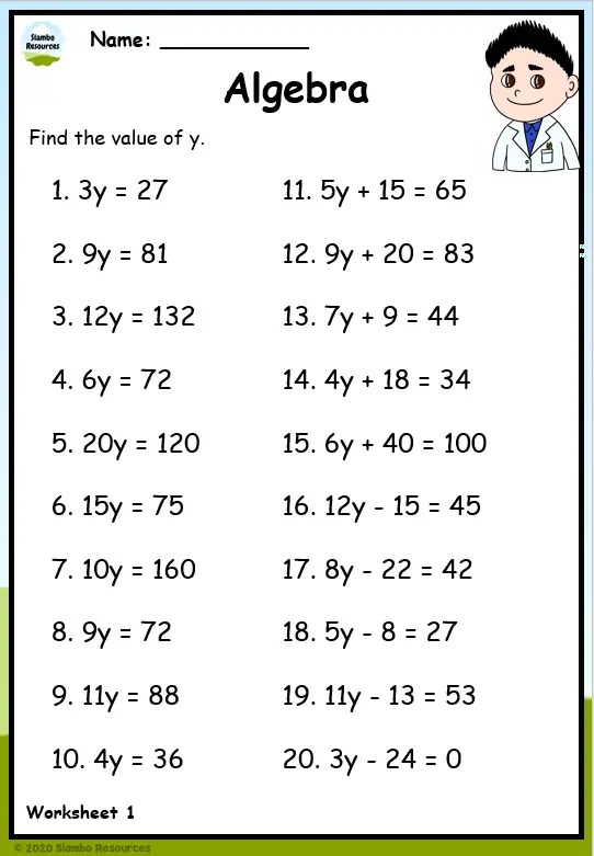 Grade 5 Algebra Worksheets | Free Math Worksheets