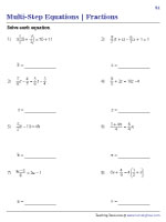 Multi-Step Equation Worksheets