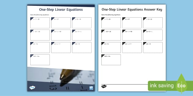One-Step Equations Worksheet PDF | Math Resources 