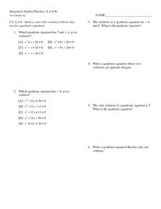 Integrated Algebra Practice - A.A.8 #1: Quadratic Word Problems ...