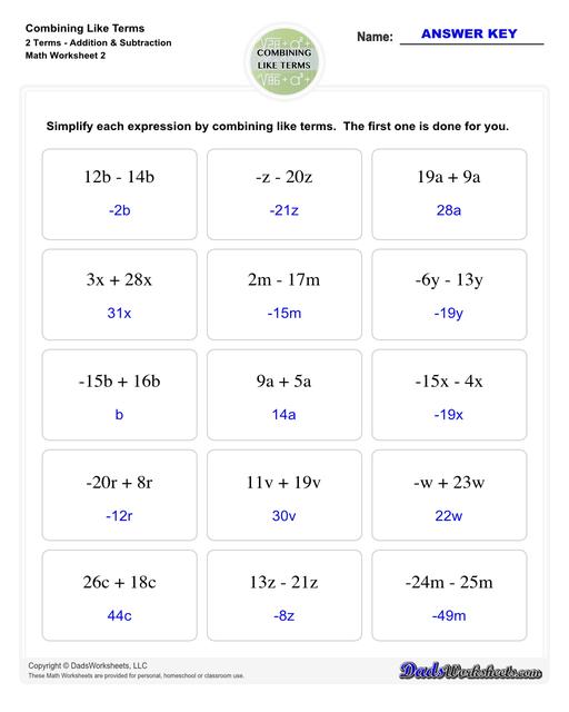 algebra practice worksheet with answers