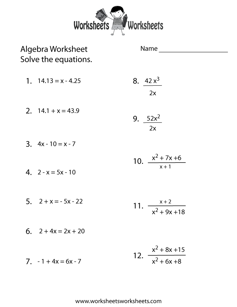 SOLUTION: Algebra practice worksheet - Studypool - Worksheets Library