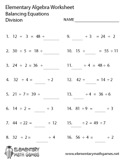 algebra problem worksheet