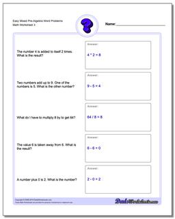 Pre-Algebra Word Problems: All Operation Pre-Algebra
