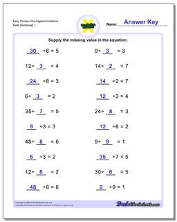 Pre-Algebra Worksheets