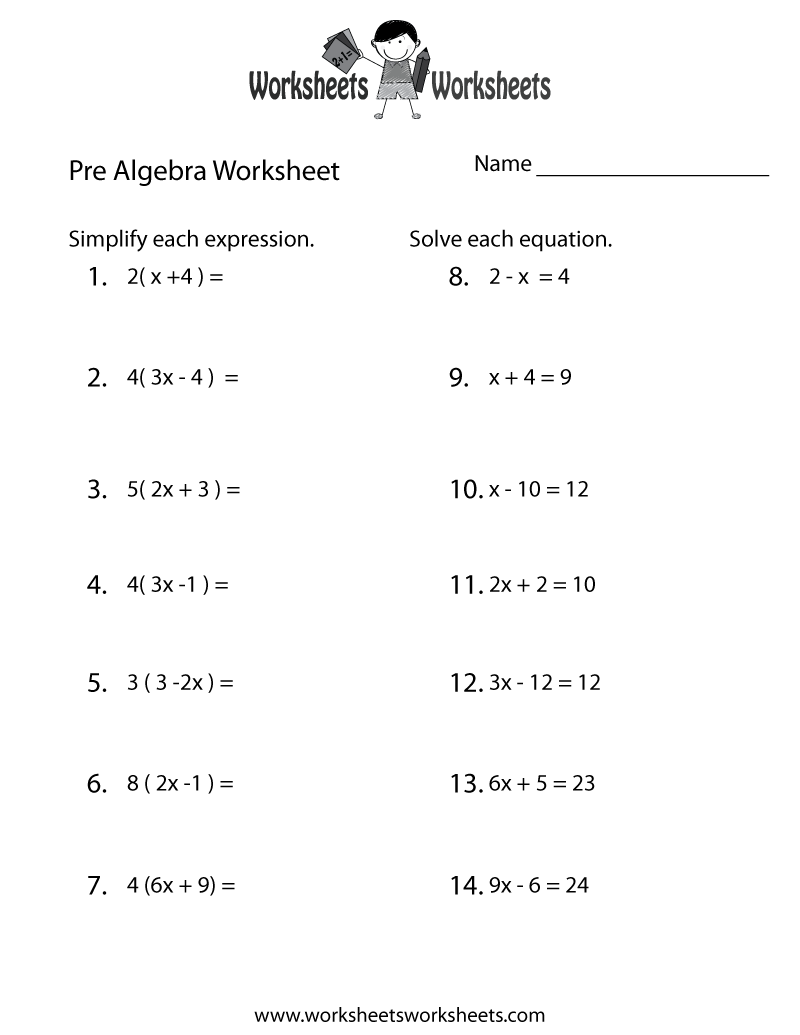 algebra review worksheet