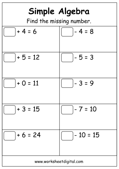 Algebra - Worksheet Digital