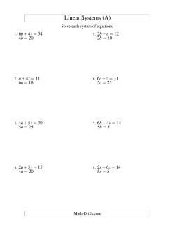 Algebra Worksheets