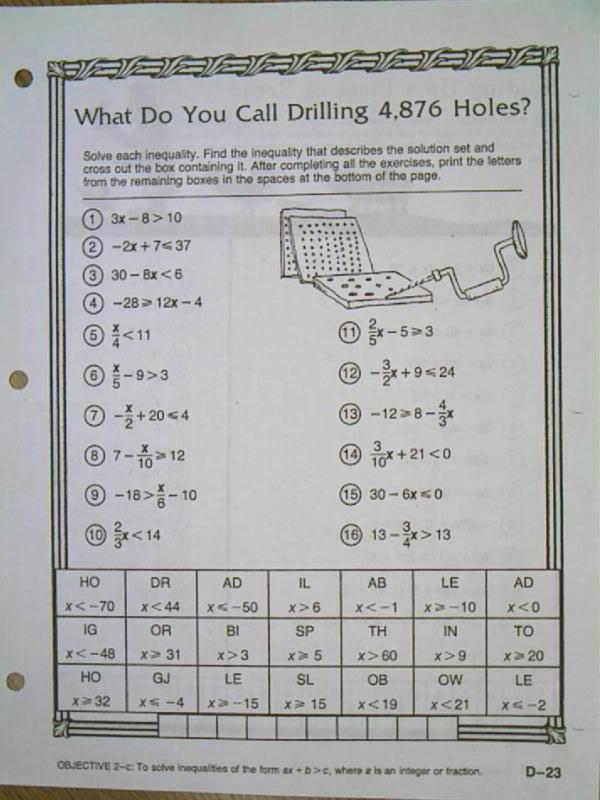 algebra with pizzazz 158 answers