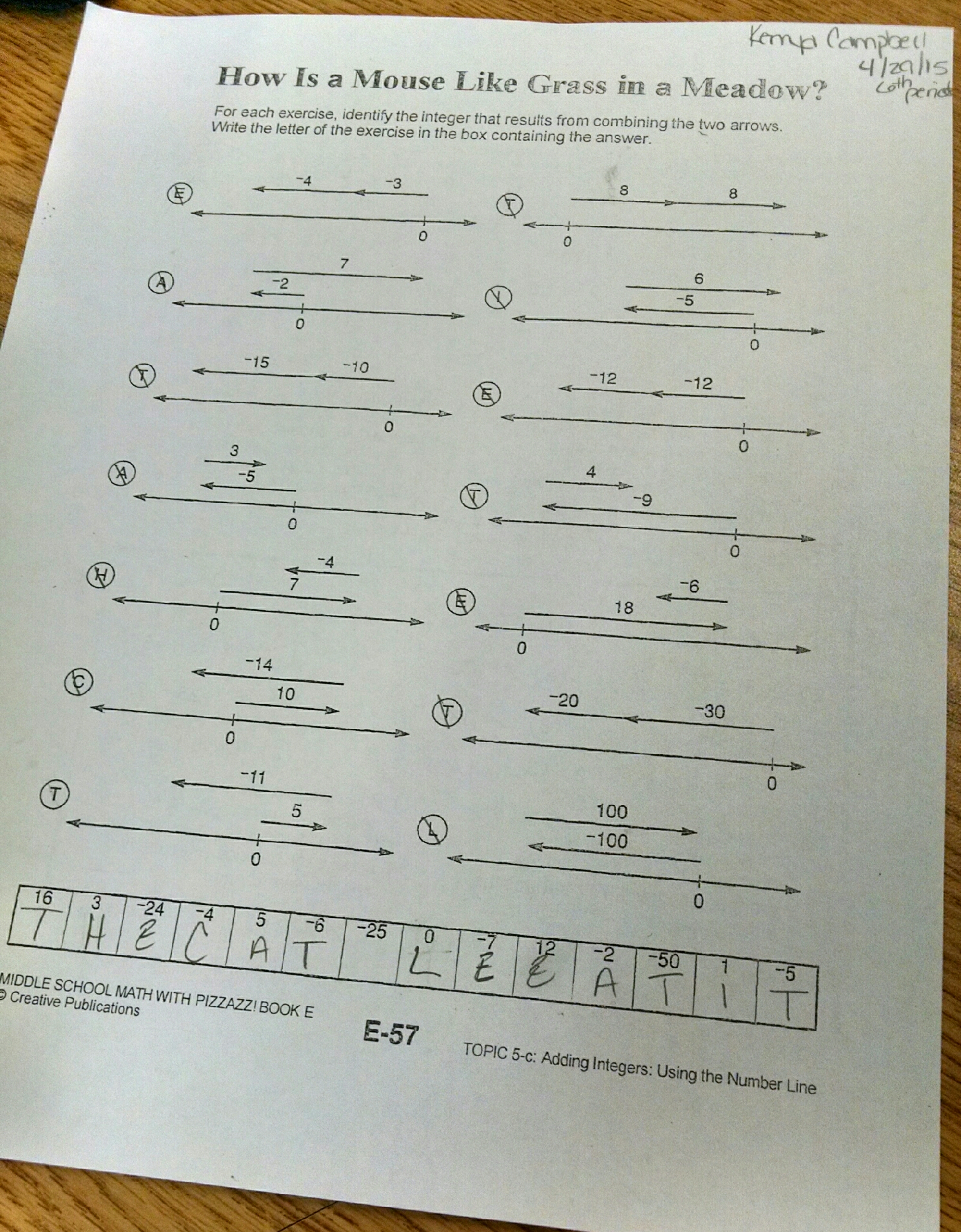 algebra with pizzazz 158 answers