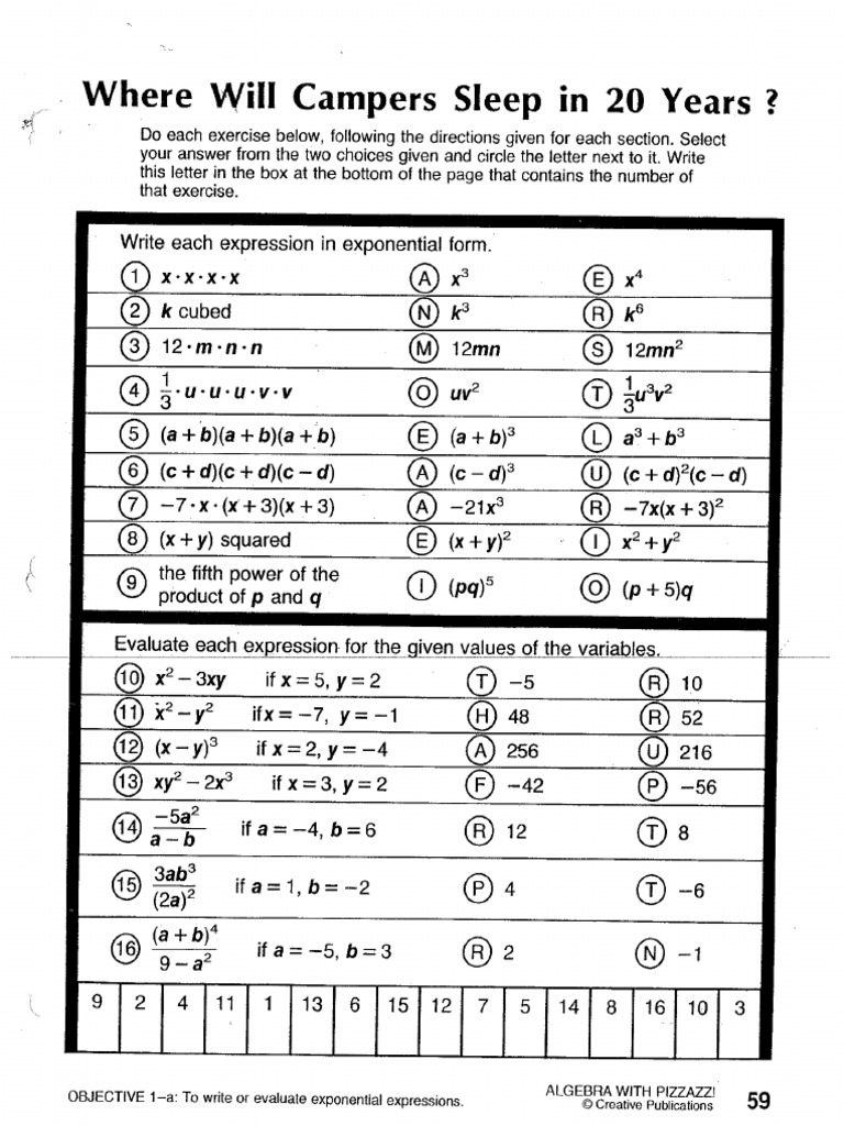 algebra with pizzazz page 146