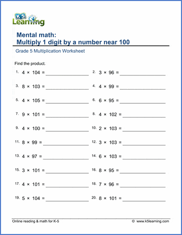 Multiply numbers near 100 worksheets | Worsheets library