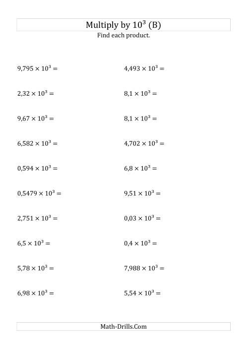 Multiplying Decimals by 103 (A)
