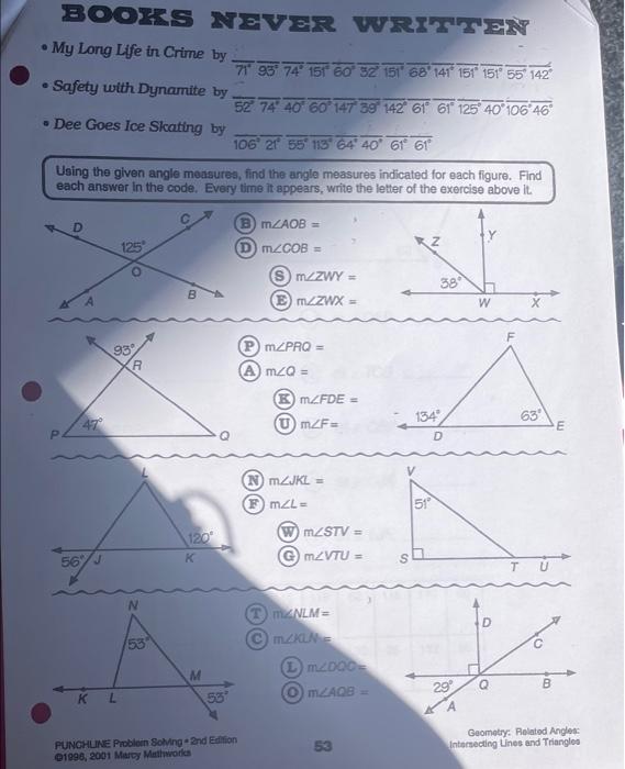 algebra with pizzazz worksheet answers pg 53