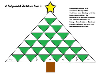 A Polynomial Christmas Puzzle [Multiplying Polynomials Worksheet]