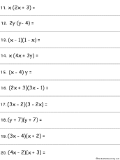 algebra with pizzazz worksheet polynomials