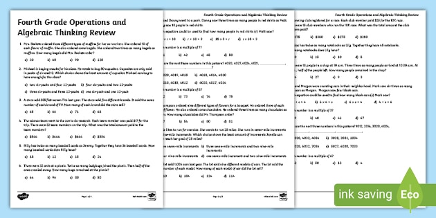 Algebraic Review - Algebra Worksheets With Answers - Twinkl