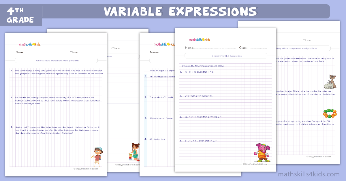 algebra worksheet 4th grade