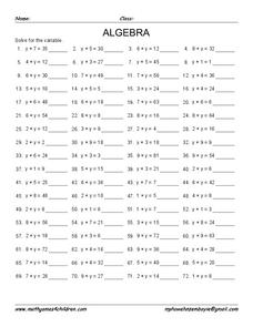 Algebra Worksheet for 6th Grade | Lesson Planet