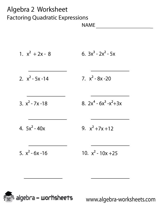 algebra worksheet and answers