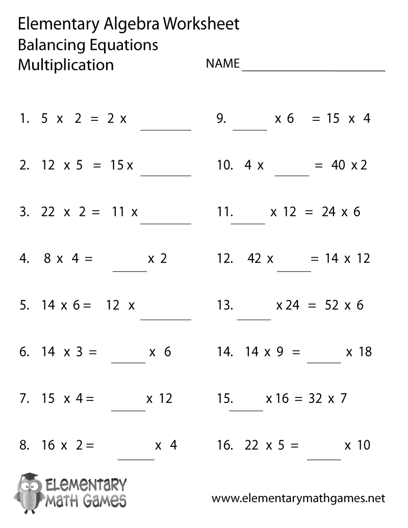 algebra worksheet free