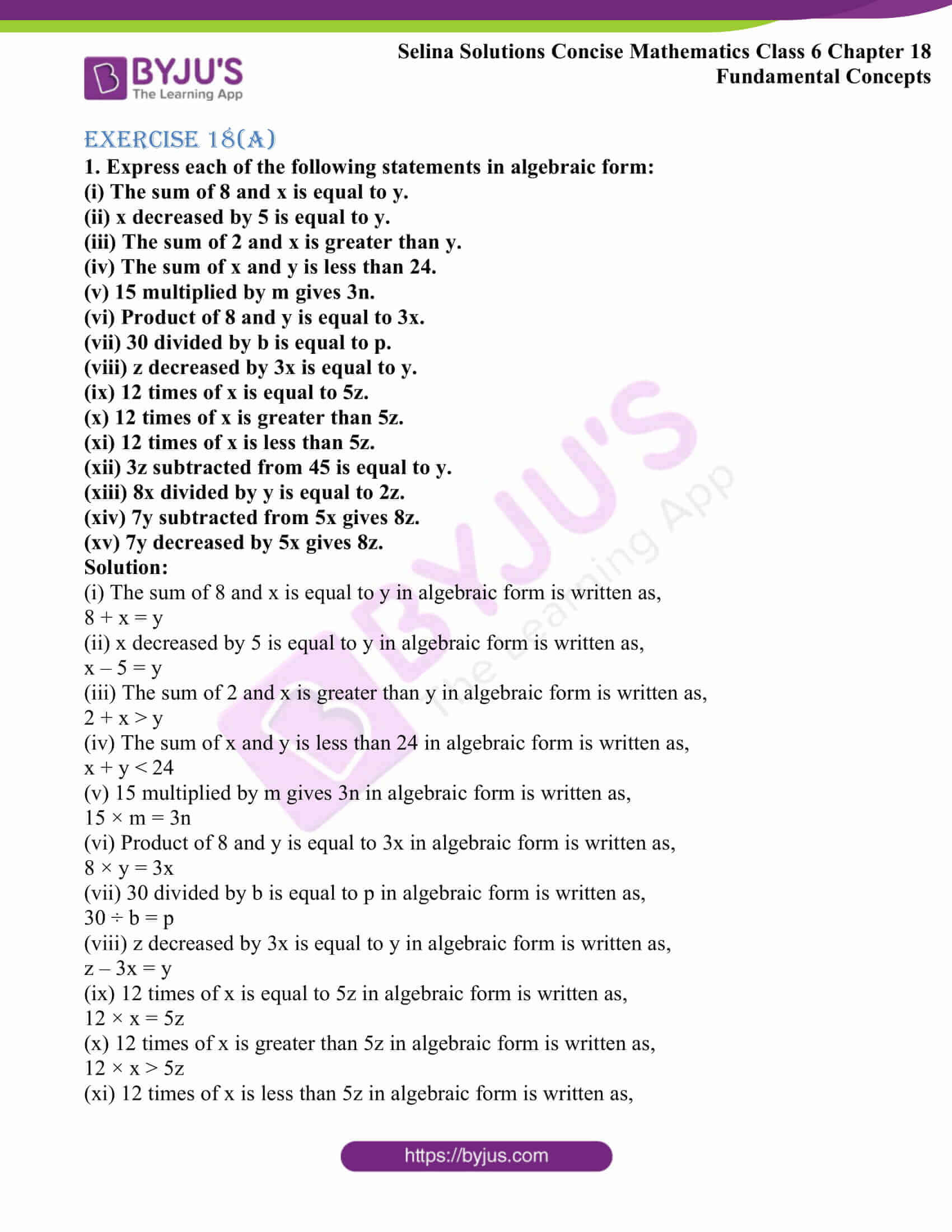 Selina Solutions Concise Mathematics Class 6 Chapter 18 ...