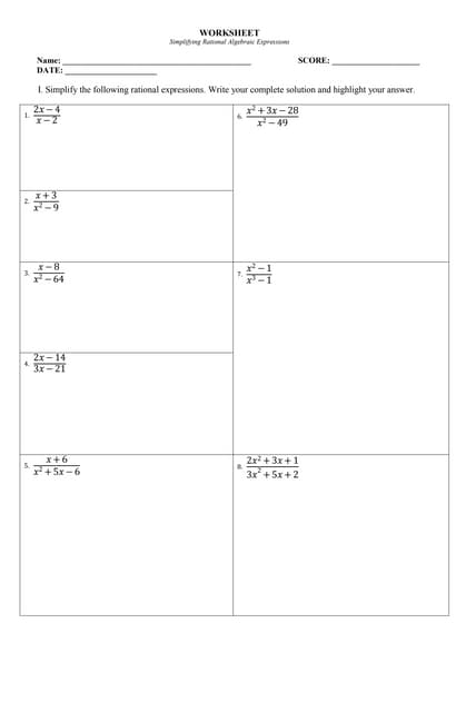 algebraic expression worksheet with answers