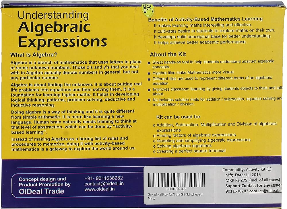 Buy Kutuhal Algebraic Expression UnderstAnding using Tiles. Online ...