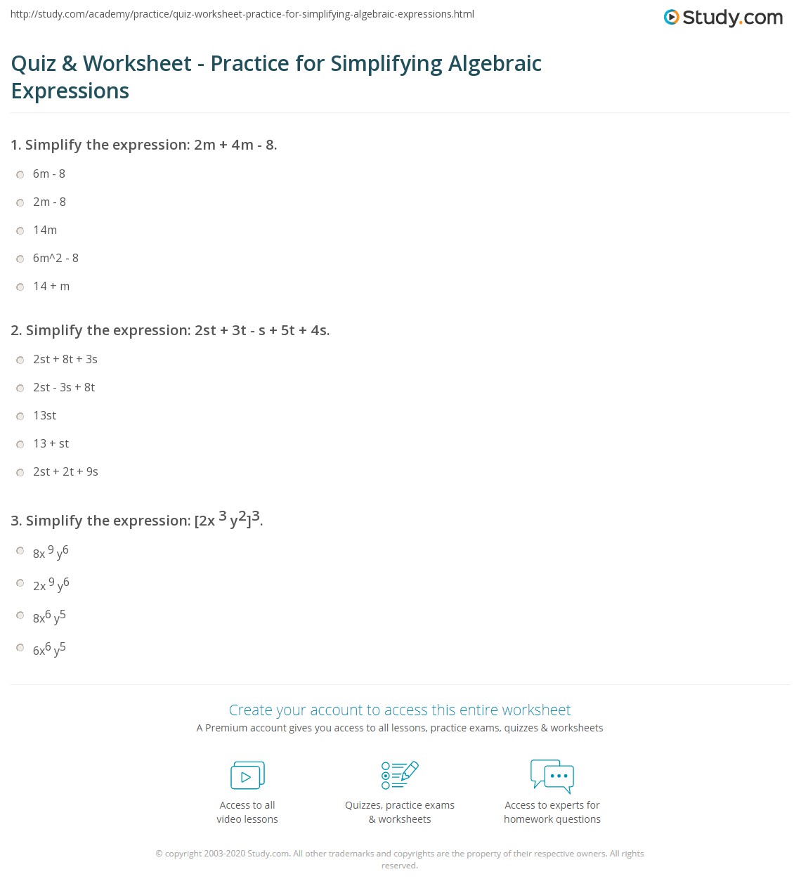 Free Algebraic Expressions Questions Download Free Algebraic 