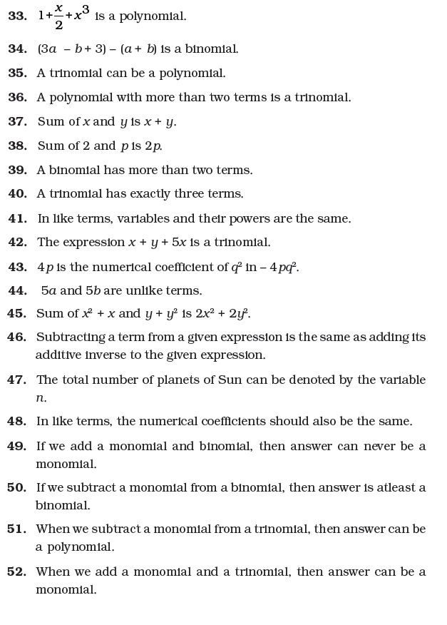 Class 7 Important Questions for Maths - Algebraic Expressions ...
