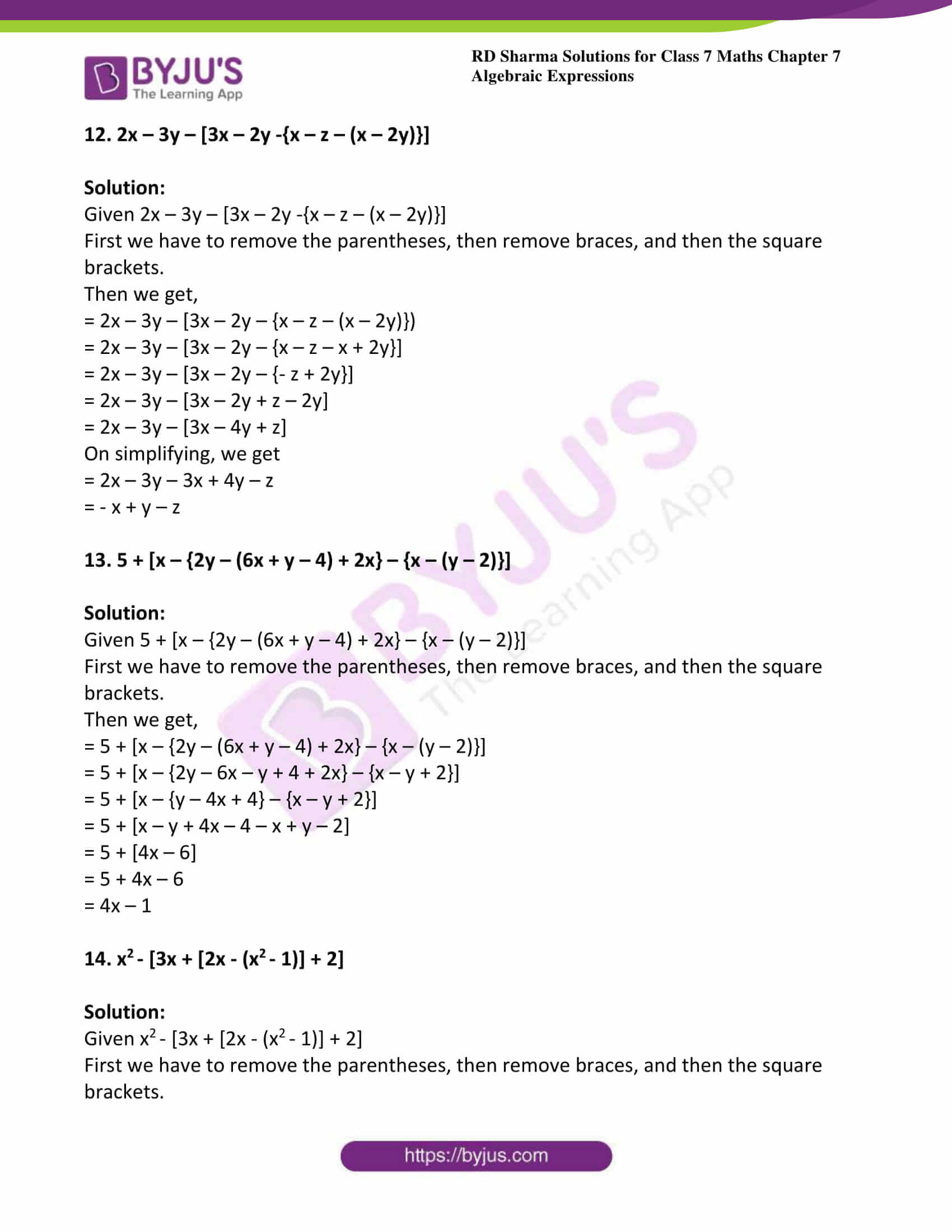 RD Sharma Solutions for Class 7 Maths Chapter 7 - Algebraic ...