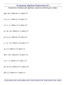 algebraic expressions worksheet 5th grade