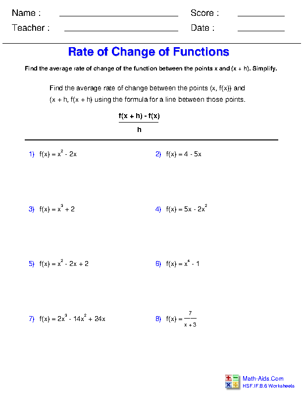Algebra 2 Worksheets | General Functions Worksheets - Worksheets Library