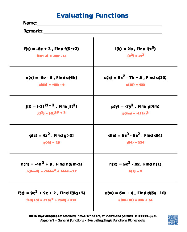 Free algebraic functions worksheet, Download Free algebraic functions ...