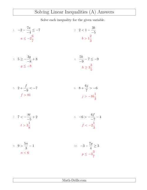 Solving Linear Inequalities Including a Third Term, Multiplication ...