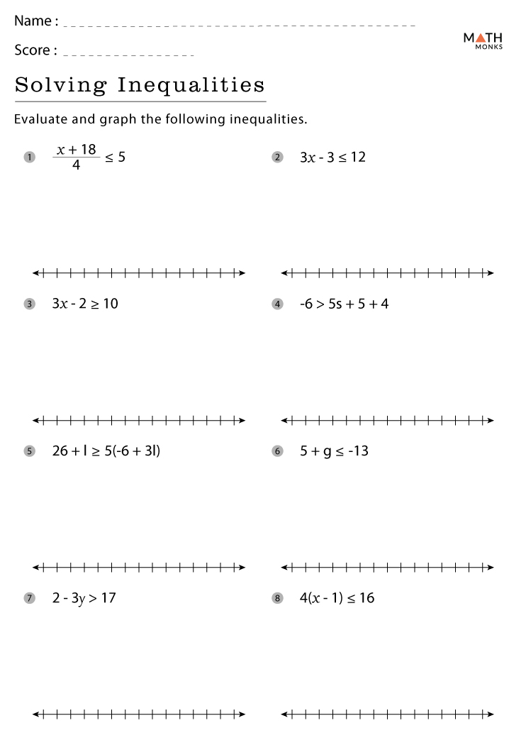 Inequalities Worksheets with Answer Key