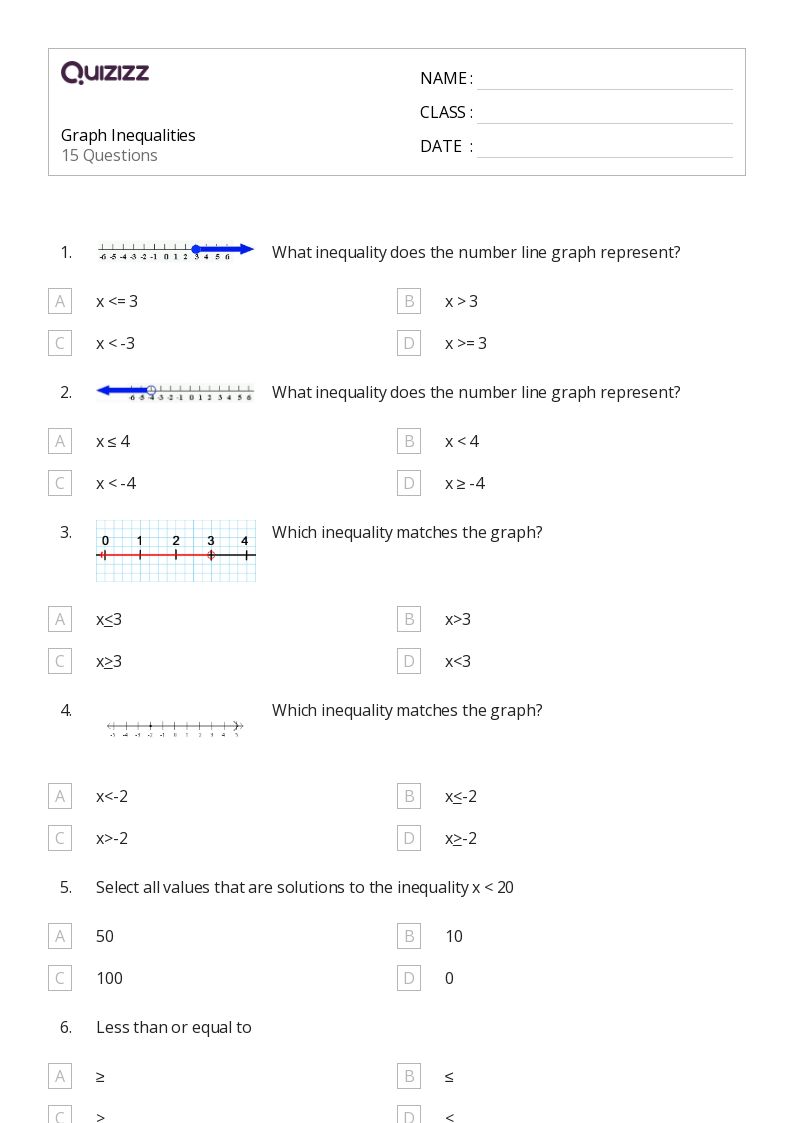 algebraic inequalities worksheet