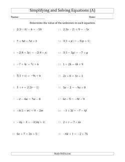 Algebra Worksheets