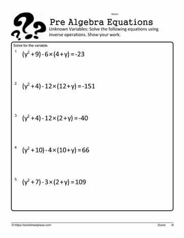 Solving Basic Equations Worksheets