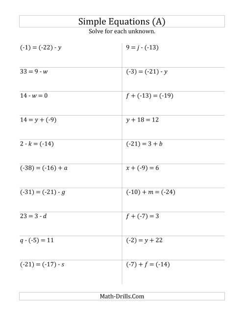 Solve One Step Equations with Larger Values (Old)