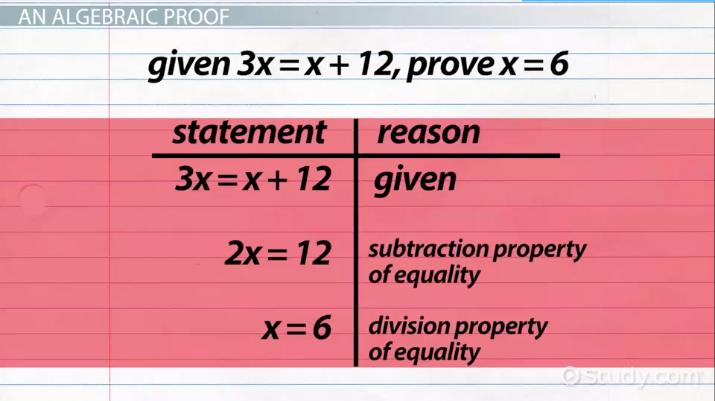 Algebraic Proof Overview, Format &  Examples - Lesson | Study.com