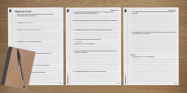 ? Algebraic Proof Worksheet | KS4 Maths | Beyond - Twinkl