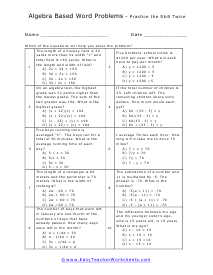 Word Problems Worksheets