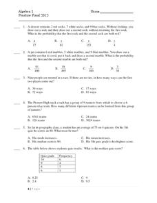 algerbra 1 worksheet